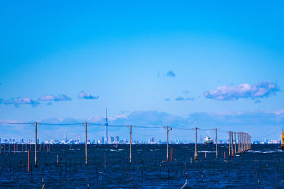 Scenic view of sea against blue sky