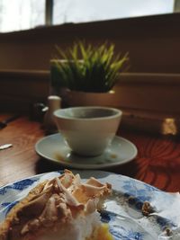 Close-up of breakfast on table