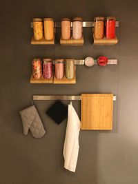 Directly above shot of various food on table