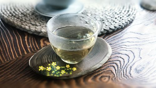 Close-up of tea in cup on table