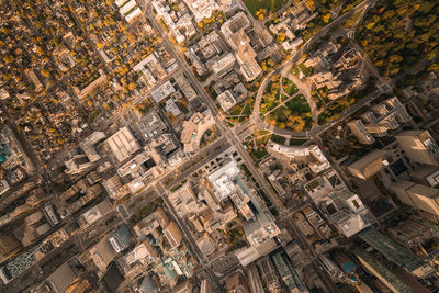 High angle view of buildings in city