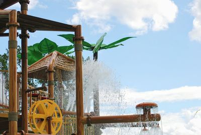 Traditional windmill against sky