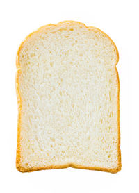 Close-up of bread on plate against white background