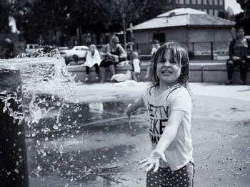 Boy playing in water