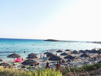 Scenic view of sea against clear sky