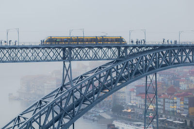 Bridge against sky in city during winter
