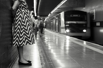 Blurred motion of train at railroad station