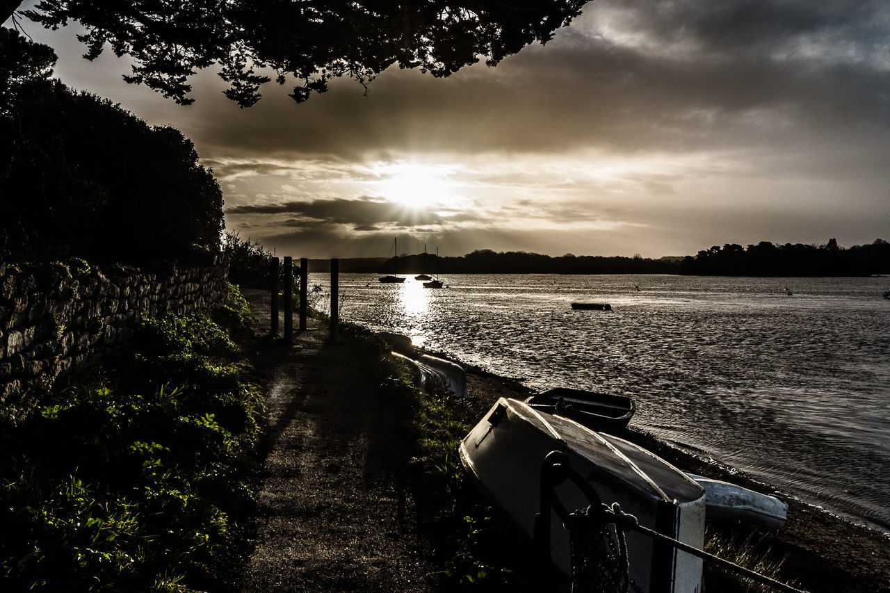 SCENIC VIEW OF RIVER AT SUNSET