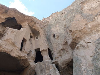 Low angle view of rock formations