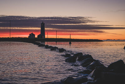 Scenic view of sea against sky during sunset