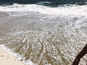 High angle view of sandy beach