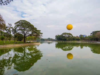 Scenic view of lake against sky