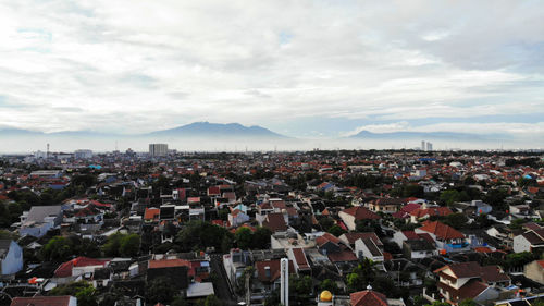 High angle view of townscape against sky