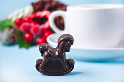 Close-up of dessert in plate on table