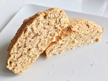 High angle view of bread on plate