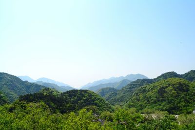 Scenic view of mountains against clear sky