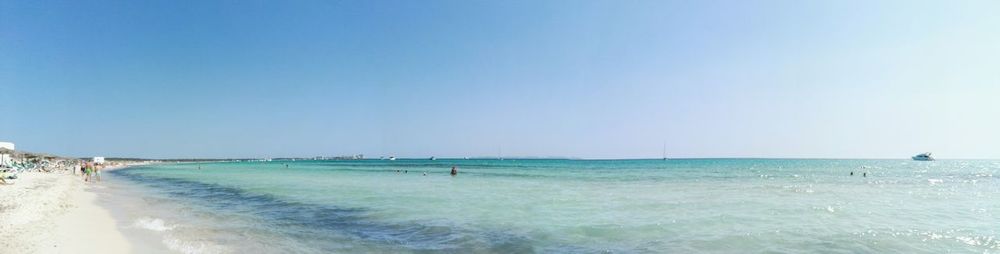 Panoramic view of beach against clear sky