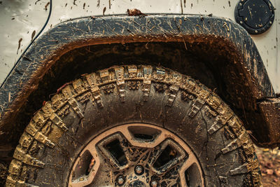 Close-up of abandoned car