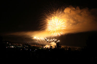 Firework display at night