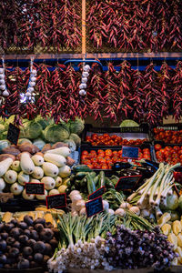 Various fruits for sale at market stall