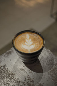 High angle view of coffee on table