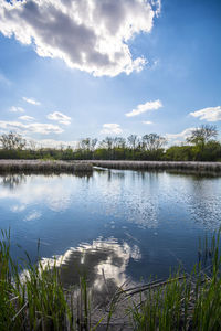 Scenic view of lake against sky