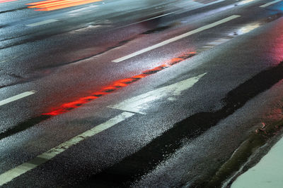 High angle view of zebra crossing on road