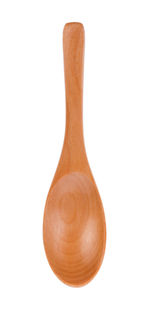 High angle view of wooden spoon against white background