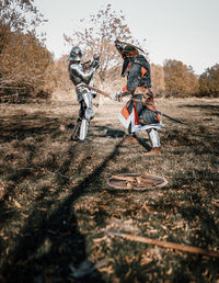 Warriors fighting in forest