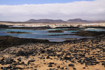 Scenic view of beach against sky