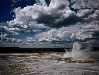 Scenic view of sea against cloudy sky