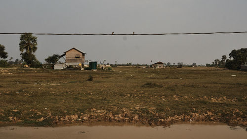 Scenic view of field against clear sky