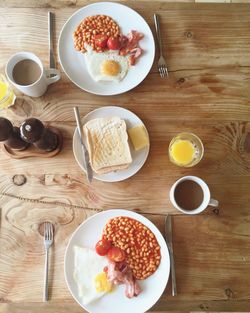 Directly above shot of breakfast on table