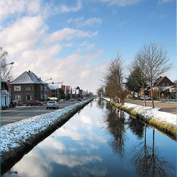 Reflection of buildings in water