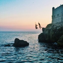 Scenic view of sea against clear sky
