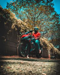 Man riding motorcycle