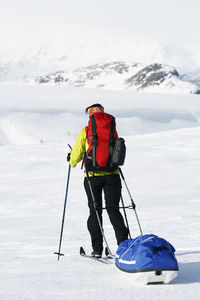 Person skiing, sarek national park, lapland, sweden