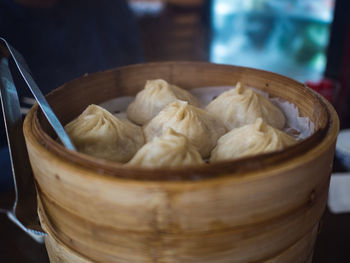 Close-up of dumplings in container