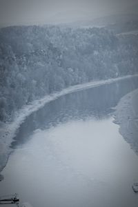 Scenic view of mountains against sky during winter