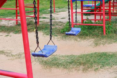 Empty swing in playground
