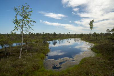 Scenic view of lake against sky