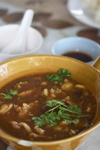 Close-up of soup in bowl