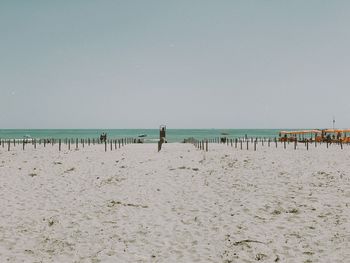 Scenic view of beach against clear sky