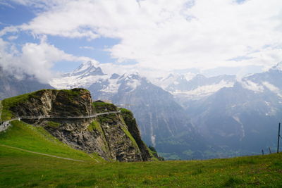 Scenic view of mountains against sky