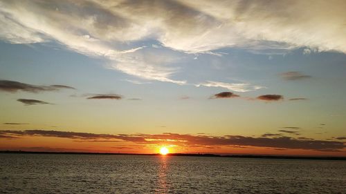 Scenic view of sea against sky at sunset