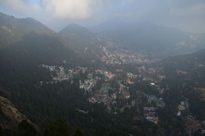 High angle view of townscape against sky