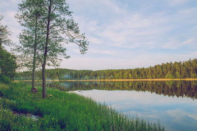 Scenic view of lake against sky