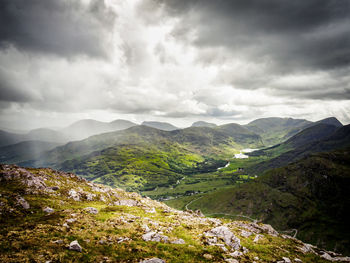 Scenic view of mountains against sky