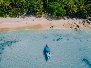 High angle view of man on beach