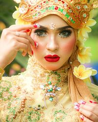 Close-up portrait of beautiful young woman